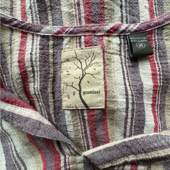 GRAMIGGI NWOT STRIPED EMBROIDERED BELL SHAPED LONG SLEEVE BOHO TOP | MEDIUM - Picture 9 of 9